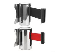 Wall Mounted Stainless Steel Retractable Queue Barrier with Nylon Tape for Managing Lines in Hotels, Parks, and Exhibition Halls (Red)