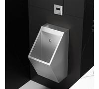 Wall-Mounted Stainless Steel Urinals, Stainless Steel Urinal Trough, Intelligent Sensor Men's Adult Urinal, for Bar Bathroom Hotel Shop(Silver)