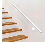 Wall Mounted Stair Handrail, 30~600cm White Metal Iron Pipe Hand Railing with Bracket Safety Grab Bar Kit, Indoor/Outdoor Handrail for Loft, Porch(100cm/39in)