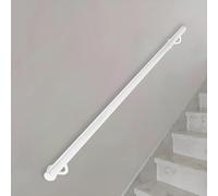Wall Mounted Stair Handrail, 5ft/6ft/7ft/8ft/10ft White Metal Iron Pipe Hand Railing with Bracket Safety Grab Bar Kit, Stairway Railing for Indoor Outdoor Steps(7ft/210cm)
