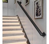 Wall-Mounted Stair il 3.3ft to 14ft Adjustable Black Square Pipe Banister Indoor/Outdoor Stair Safety Gb Bar for Steps Staircase Support il