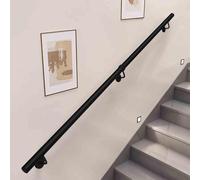 Wall-Mounted Stair Railing - 19ft Black Wrought Iron Safety Bar, Indoor/Outdoor il for Steps, Durable Metal Balustrade for Enhanced Security and Style