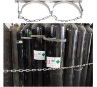 Wall-Mounted Steel Cylinder Rack with Safety Chain for Hospitals, Schools and Factories(2 Bottles)