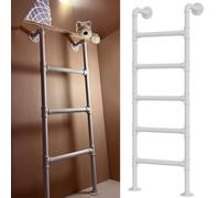 Wall Mounted Step Ladder, Heavy Duty Wrought Iron Egress Ladder, Emergency Fire Climbing Ladder, Basement Window Well Ladder, Load Capacity 330 lbs