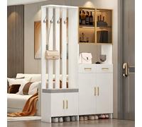 Wall-Mounted Sto Shelf with Wooden Slats, Floor-to-Ceiling Entryway Décor, Closet nizer, Versatile Home Sto Solut for Slish Spaces