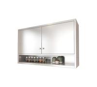 Wall Mounted Storage Cabinet - Adjustable Double Door Organizer for Kitchen, Living Room, and Bathroom