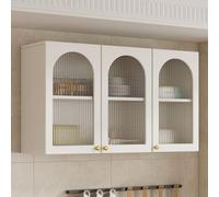 Wall Mounted Storage Cabinet for Kitchen & BathroomAdjustable Shelves Glass Doors Versatile Medicine Cabinet for Bedroom & Home Organization