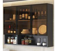 Wall Mounted Storage Cabinet - Solid Wood Organizer with Glass Door for Bathroom and Kitchen, Versatile Wall Closet for Home Storage