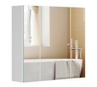 Wall-mounted Storage Cabinet with 3 Mirrors, white / 60W cm