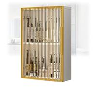 Wall Mounted Storage Cabinet with Glass Doors, No Drilling Required, Ideal for Kitchen, Laundry, and Bedroom