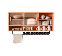 Wall-Mounted Storage Cabinet with Sliding Door, Space-Saving Shelving for Kitchen, Living Room, and Bathroom