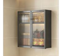 Wall Mounted Storage Organizer,2-Tier Aluminum and Tempered Glass Cabinet,Floating Cupboard for Kitchen,Bathroom,Living Room