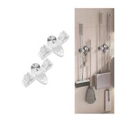 Wall Mounted Storage Rack Bathroom Kitchen Broom Mop Storage Hook Non Perforated Mop Clip Household Suction Cup Organizer Holder(White(2pcs))