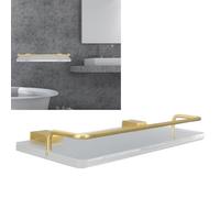 Wall Mounted Storage Shelf with Golden Towel Rack, Floating Shelf for Bathroom, Modern Acrylic Wall Shelf, Decorative Storage Shelves for Bathroom Kicthen Hotel Bedroom(40cm/15.7in)