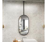 Wall Mounted Suspended Ceiling Mirror for Bathroom, Oval Ceiling Bathroom Hanging Mirror, Suspended Decorative Wall Mirror Metal Vanity Makeup Mirror for Living Room Entrance Hall,Black,60*90cm