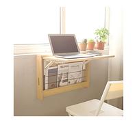 Wall-Mounted Table Desk Wall Mounted Floating Folding Table with Storage Shelves, Small Fold Down Wall-Mount Wooden Writing Desk for Home Workstation Dining Writing