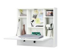 Wall Mounted Table Foldable Laptop Workstation Floating Desk w/Shelves