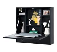 Wall Mounted Table Foldable Laptop Workstation Floating Desk w/Shelves