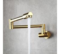 Wall Mounted tap, Folding Kitchen Faucets, 360° Swivel Single Cold Brass,Chrome Plated Household faucets (Titanium A)
