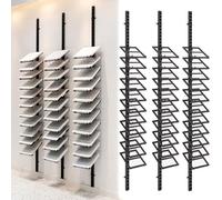 Wall-Mounted Tile Storage Rack - 11-Layer Marble & Porcelain Display Stand for Exhibitions, Space-Saving Ceramic Shelf in Black Gold, Ideal for Large Stone Samples - 6.6FT, 20x40cm