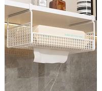 Wall Mounted Tissue Box Holder for Under Cabinet Storage with Iron Material, Smooth Draw System, and Stable Non Slip Base for Paper Towels (White)