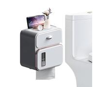 Wall Mounted Tissue Box Holder, Toilet Roll Holder, Adhesive Tissue Dispenser with Drawer For RV Hotel Kitchen Washroom