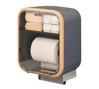 Wall Mounted Tissue Holder - Punch Free Napkin Rack, Toilet Paper Organizer | 9.06x7.87x4.92 inches Adhesive Clear Box, Compact Bathroom Storage, Transparent Dispenser with Restroom Shelf Application