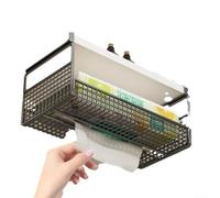 Wall Mounted Tissue Holder with Under Cabinet Hanging Design, Iron Material, Large Capacity, and Non Slip Base for Secure Paper Towel Storage (Gold)