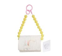 Wall Mounted Tissue Holder - Wooden Toilet Roll Holder with Beads, Rope Craft Design, Rustic Farmhouse Bathroom Organiser, Decorative Hanging Device, Minimalist Washroom Door