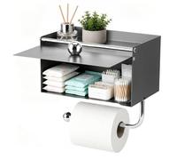 Wall Mounted Toilet Paper Holder No Drill Carbon Steel Roll Holder