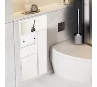 Wall-Mounted Toilet Paper Holder with Three Shelves - Stainless Steel Bathroom Storage Rack White - Space-Saving nizer for Easy Access and Style