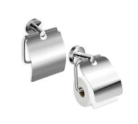 Wall Mounted Toilet Paper Holder with Waterproof Cover - SUS 304 Stainless Steel Tissue Roll Storage Rack for Bathroom & Kitchen (2, Silver)