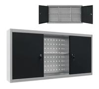 Wall Mounted Tool Cabinet Grey & Black Metal 120 x 19 x 60 cm 3 Shelves Lockable