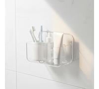 Wall Mounted Toothbrush Holder, Clear Acrylic MultiPurpose Bathroom Organiser, Self Adhesive Bathroom Storage for Bathroom Kitchen