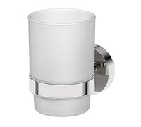 Wall Mounted Toothbrush Holder Frosted Glass Tumbler Cup Holder for Bathroom Lavatory Polished Chrome Wall Mount Concealed Fixings Screws or Adhesive Accessory