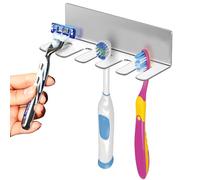 Wall Mounted Toothbrush Holder, Stainless Steel Toothbrush Holder with Self-Adhesive No Drilling Toothbrush Organizer, Bathroom Mounted Holder for Toothbrush Head, Washroom Razor Holder