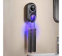 Wall Mounted Toothbrush Holder, Toothbrush Covers with 2 Toothbrush Slots, Portable Cleaning Box for Electric and Manual Toothbrushes, Inductance Cleaner Case Without Drilling (Black)