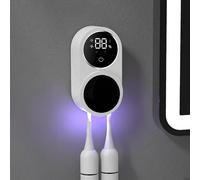 Wall Mounted Toothbrush Holder,Toothbrush Covers with 2 Toothbrush Slots,Portable Toothbrush and Holder for Electric and Manual Toothbrushes,Inductance Cleaner Case Without Drilling (White)