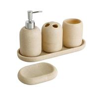 Wall Mounted Touchless Soap Dispenser, Soap Dispenser Bathroom Set Bathroom Accessories Soap Dispenser Sand Toothbrush Holder Tumbler Tray Soap Dish Decoratio Mouthwash Cup(Yellow)