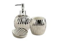 Wall Mounted Touchless Soap Dispenser, Soap Dispenser Bathroom Set Light Luxury Electroplated Ceramic Wash Set Creative Soap Dispenser Mouthwash Cup Soap Dish Set Home(Sliver 3 Piece Set)