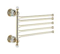 Wall Mounted Towel Rack - Space Saving Swivel Towel Holder for Bathroom & Kitchen, Crystal Design, No Drill Installation, Elegant Gold Finish, Durable & Stylish Towel Bar