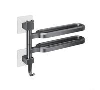 Wall Mounted Towel Rack with 180° Rotatable Design for Bathroom and Kitchen, Space Saving Grey ABS Towel Holder Hanger(2-Pole)