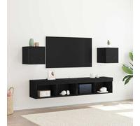 Wall Mounted TV Cabinet 2 pcs Black Oak 30.5 x 30 x 30 cm