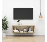 Wall-mounted TV Cabinet Sonoma Oak Engineered Wood 37x37x107 cm Vertical Slim XL