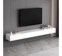 Wall-Mounted TV Stand 120-240 cm, White Floating Entertainment Center & Shelf for Home/Office, Stylish Modern Storage Solution for TVs and Décor