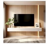 Wall-Mounted TV Stand with Storage, Solid Wood Console for TVs 50"-85", Modern Multimedia Shelf, 140cm White TV Unit, Stylish Entertainment Center for Home