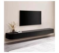 Wall-Mounted TV Stand with Storage, Solid Wood Media Console, Modern 50"-85" TV Shelf, Black 220cm Multi-Functional Entertainment Unit, Stylish Home Furniture.