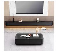 Wall-Mounted TV Stand with Storage, Solid Wood Media Console, Modern 50"-85" TV Shelf, Black 300cm, Stylish Entertainment Center, Home Theater Unit, Space-Saving Design