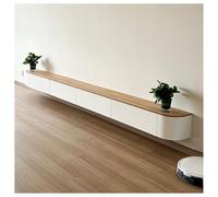 Wall-Mounted TV Stand with Storage, Solid Wood Media Console, Modern 50"-85" TV Unit, Stylish Entertainment Center, 280cm Floating TV Shelf (Natural Finish)