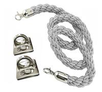 Wall-Mounted Twisted Rope Barrier with Hooks - 9.8ft Gray Hemp Queue Divider for Crowd Control, VIP Queue Management, Durable Hanging Rope for Event Security